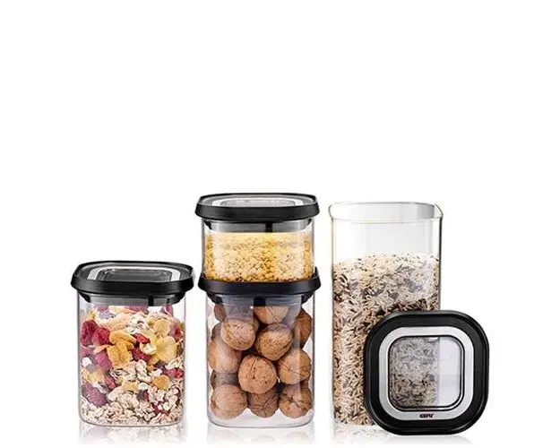 Set 4 recipiente Gefu, Sticla, Transparent