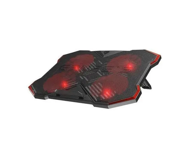 Cooler laptop, Genesis, Oxid 260, 4 ventilatoare, Lumina LED, 2 USB, Negru/Rosu