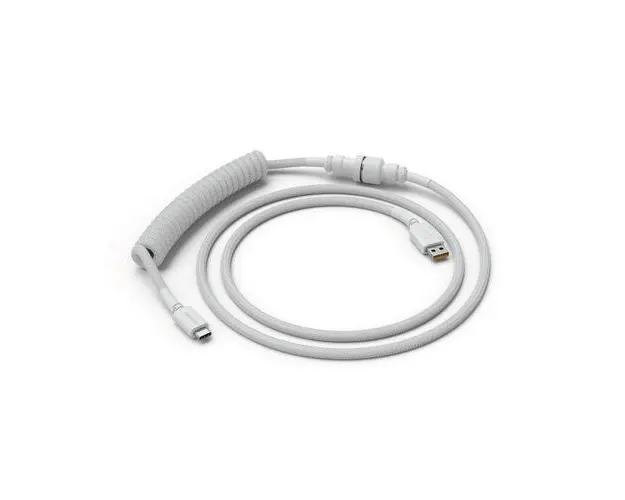 Cablu pentru tastatura mecanica Glorious Coiled Cable USB-A - USB-C, Ghost White