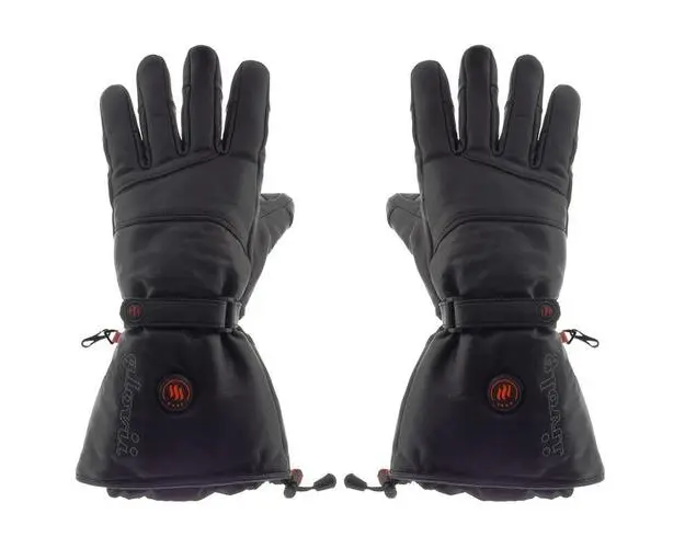 Manusi schi cu incalzire GS5L, Glovii, Piele naturala, Cu baterie si incarcator, Negru, L