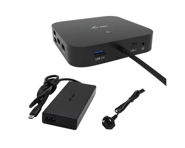 Docking Station, I-TEC, USB-C, HDMI, Dual DP, Power Delivery 100W + incarcator universal 100W, Negru