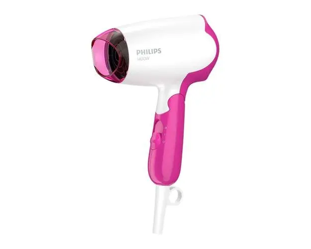 Uscator de par Philips SalonDry Compact BHD003/00, 1400 W, pliabil, Alb/Roz