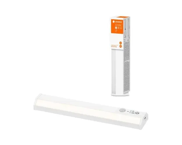 Aplica LED liniara Ledvance cu senzor de miscare si lumina, 1W, 50 lm, lumina neutra (4000K), IP20, montaj aplicat, 200 mm, incarcare USB 1x3.7V 500mAh lithium-ion, clasa energetica G