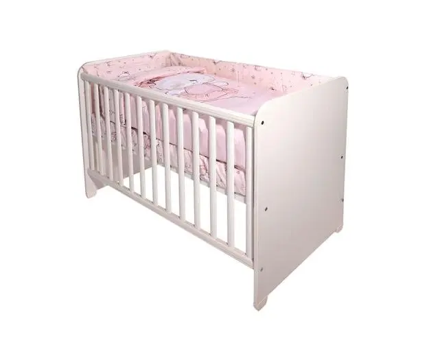 Set lenjerie patut 60 x 120 cm, Lorelli Smile, 10 piese, bumbac ranforce, Pink Ballerina Bear