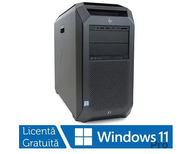Calculator Sistem PC Refurbished Workstation Refurbished HP Z8 G4, 2 x Intel Xeon 20-Core Gold 6138 2.00 - 3.70GHz, 256GB DDR4 ECC, 1 x 1TB SSD NVME + 2 x 4TB HDD SATA, DVD-RW, Nvidia Quadro RTX 4000 8GB GDDR6 + Windows 11 Pro