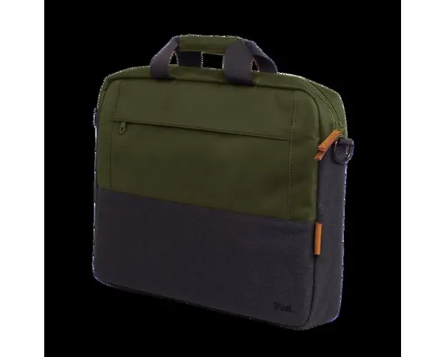 Geanta laptop Trust Lisboa 15.6inch, 2 compartimente, material POM, RPET Polyester, RPET, volum 2.1 L, Verde