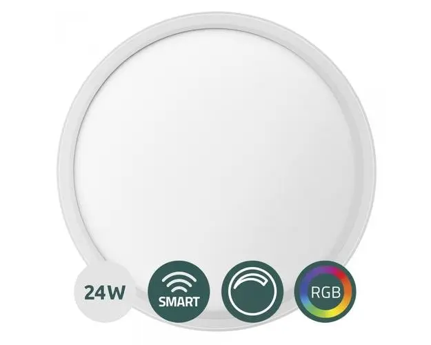 Plafoniera LED Smart Samus SLP420-2880LM-24W-3000/4000/6500K+RGB+DIMMER, 24 W, 2880 LM, Clasa energetica E, Durata de viata 25000h, Functie RGB, Alb