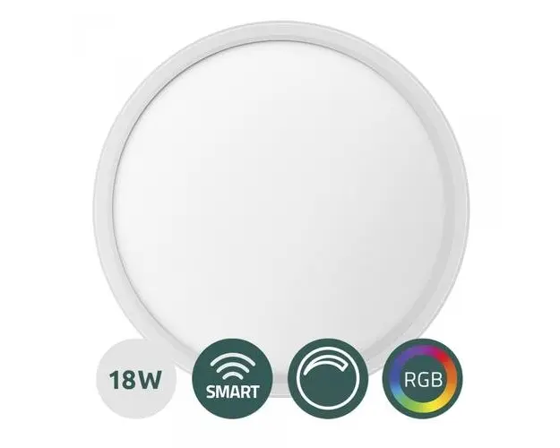 Plafoniera LED Smart Samus SLP300-2160LM-18W-3000/4000/6500K+RGB+DIMMER, 18 W, 2880 LM, Clasa energetica E, Durata de viata 25000h, Functie RGB, Alb