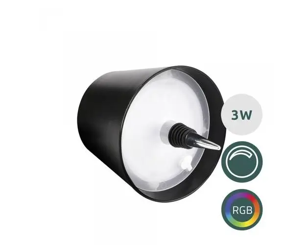 Lampa LED de masa Samus SLV145-300LM-3W-3000K+RGB+DIMMER, 3 W, 300 LM, Clasa energetica F, Butoane Touch CCT, Dimmare, RGB, Temperatura de culoare 3000K, Negru