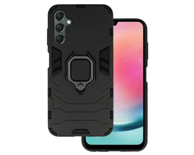 Husa Protectie Spate Lemontti Ring Armor compatibila cu Samsung Galaxy A25 5G (Negru)