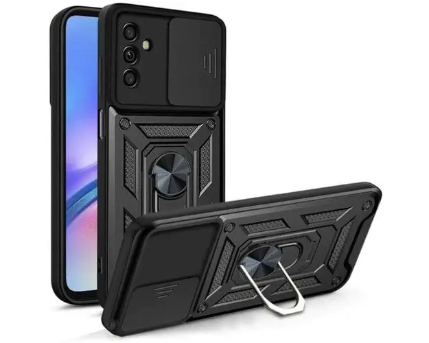 Husa Protectie Spate Lemontti Slide Camera Armor compatibila cu Samsung Galaxy A05s (Negru)
