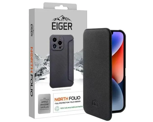 Husa Eiger North Folio Case compatibila cu iPhone 14 Plus, Negru