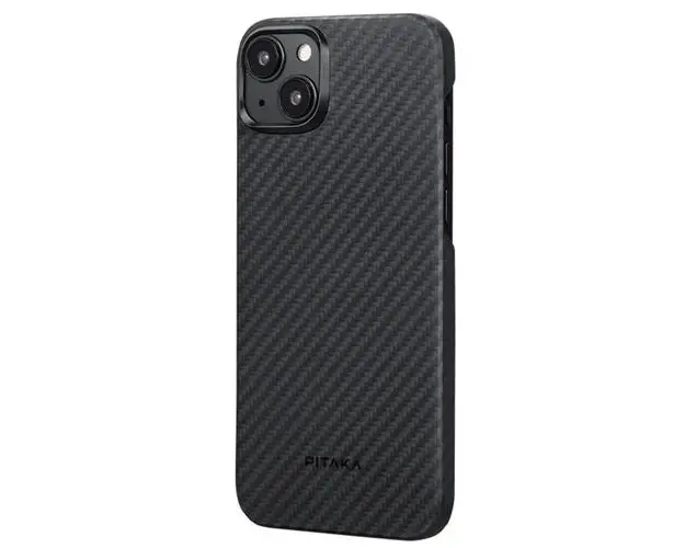 Husa Pitaka MagEZ 4 Aramida 1500D compatibila cu iPhone 15 Plus, MagSafe, Negru / Gri