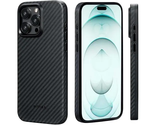 Husa Pitaka MagEZ Pro 4 Aramida 1500D compatibila cu iPhone 15 Pro Max, MagSafe, Negru