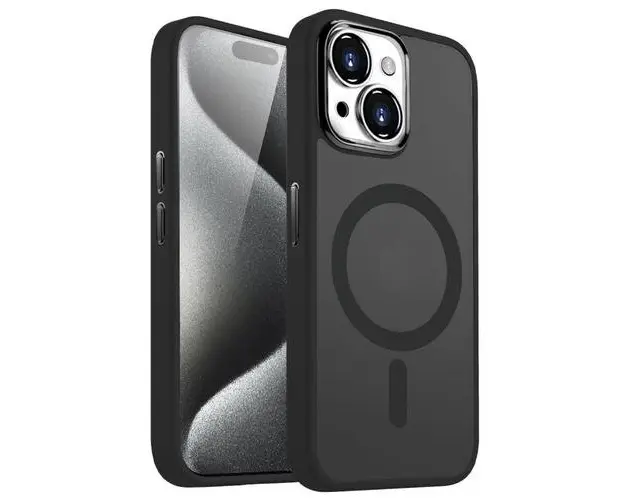 Husa Lemontti Guardian Magsafe compatibila cu iPhone 15, Transparent/ Negru