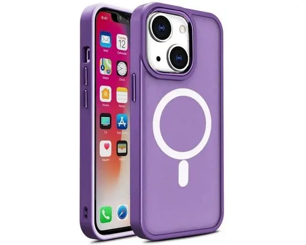 Husa Lemontti Color Matte MagSafe compatibila cu iPhone 15, Mov