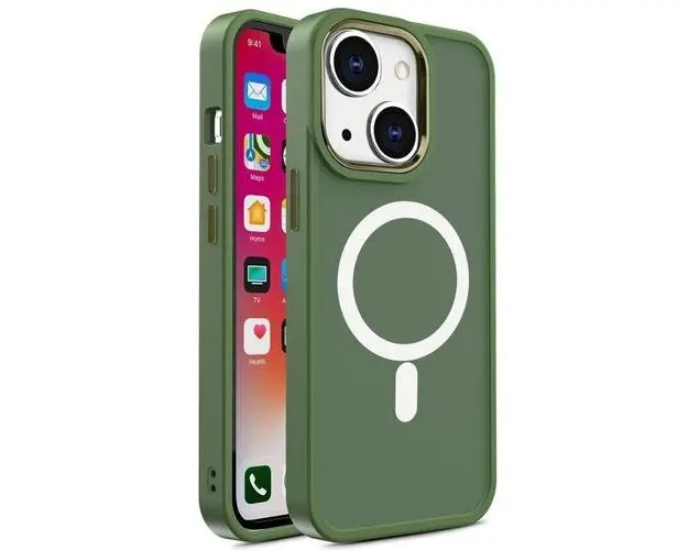 Husa Lemontti Color Matte MagSafe compatibila cu iPhone 15, Verde