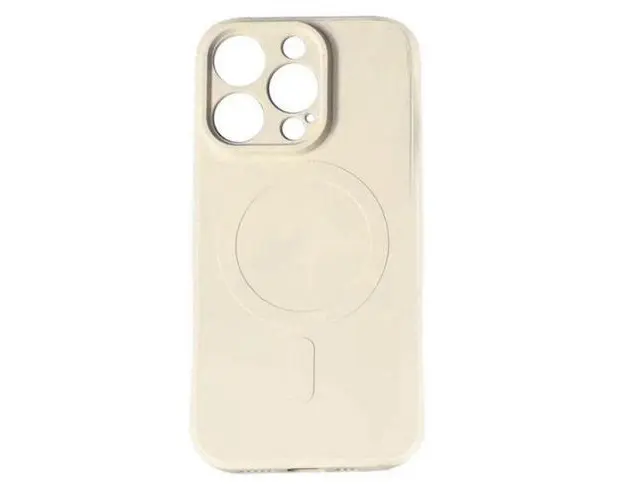 Husa Lemontti Silicon compatibila cu iPhone 15 Pro, MagSafe, Crem