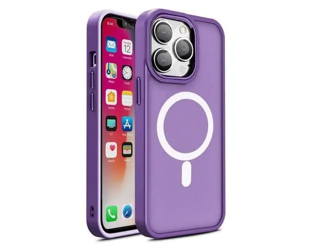 Husa Lemontti Color Matte MagSafe compatibila cu iPhone 15 Pro, Mov