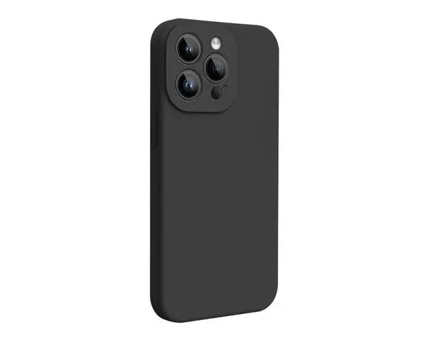 Husa Lemontti Liquid Silicon MagCharge compatibila cu iPhone 15 Pro, Negru, protectie 360 grade, material fin, captusit cu microfibra