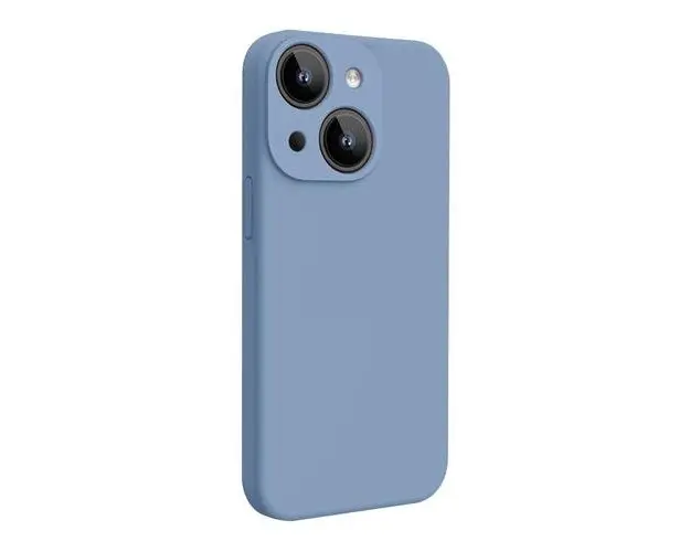 Husa Lemontti Liquid Silicon MagCharge compatibila cu iPhone 15, Albastru, protectie 360 grade, material fin, captusit cu microfibra