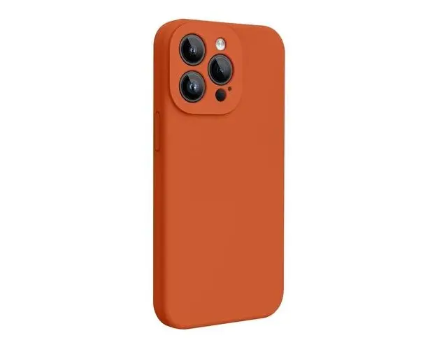 Husa Lemontti Liquid Silicon MagCharge compatibila cu iPhone 15 Pro, Portocaliu, protectie 360 grade, material fin, captusit cu microfibra