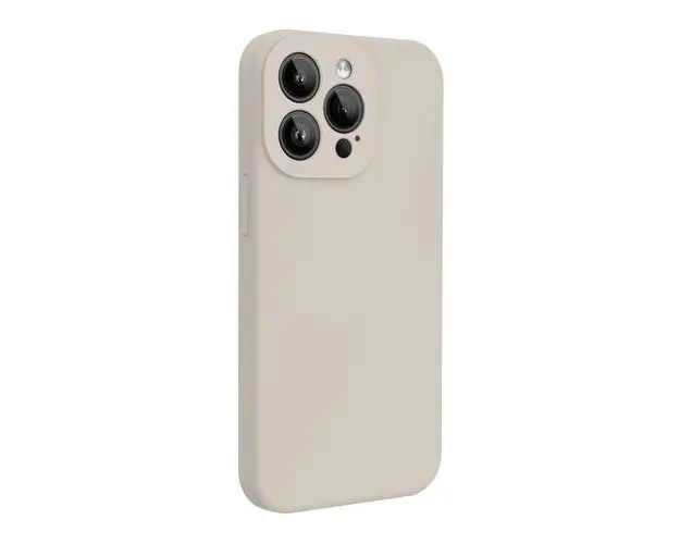 Husa Lemontti Liquid Silicon MagCharge compatibila cu iPhone 15 Pro Max, Bej, protectie 360 grade, material fin, captusit cu microfibra