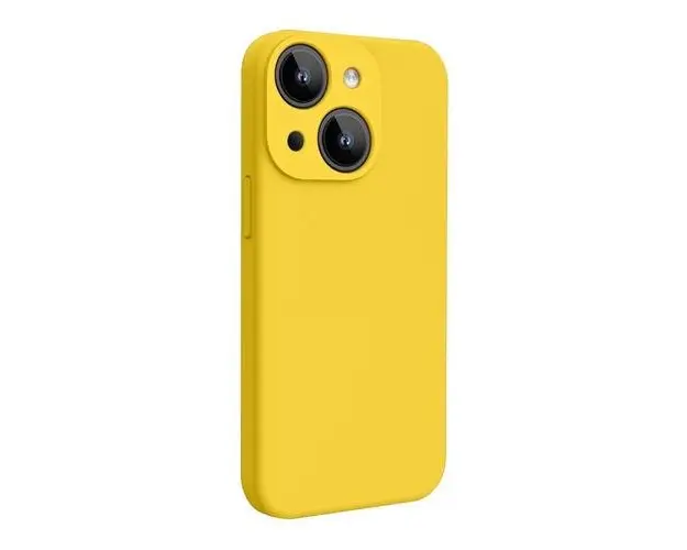 Husa Lemontti Liquid Silicon MagCharge compatibila cu iPhone 15, Galben, protectie 360 grade, material fin, captusit cu microfibra