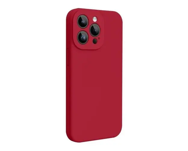 Husa Lemontti Liquid Silicon MagCharge compatibila cu iPhone 15 Pro Max, Visiniu, protectie 360 grade, material fin, captusit cu microfibra