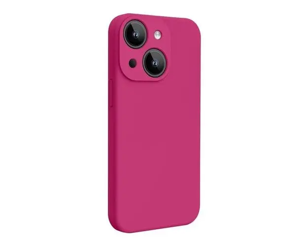 Husa Lemontti Liquid Silicon MagCharge compatibila cu iPhone 15 Plus, Roz, protectie 360 grade, material fin, captusit cu microfibra