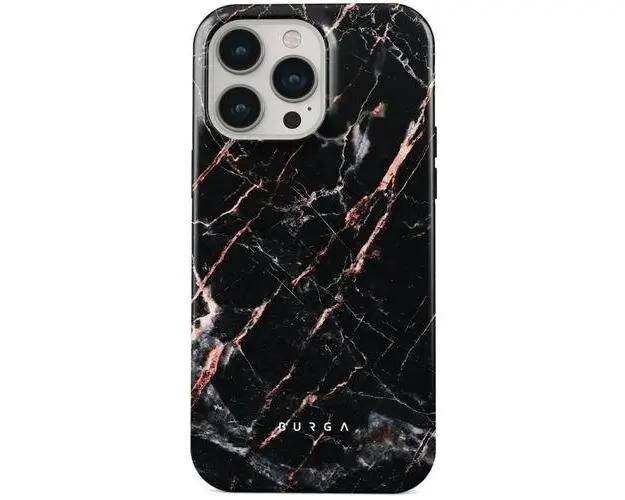 Husa Burga Dual Layer Rose Gold Marble compatibila cu iPhone 15 Pro