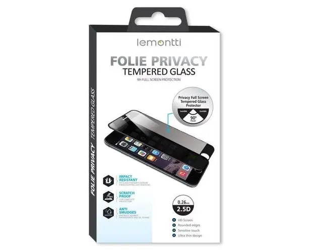 Folie Lemontti LEMFSPFFIXVPL Sticla Privacy Full Fit compatibila cu iPhone 15 Plus (Negru)