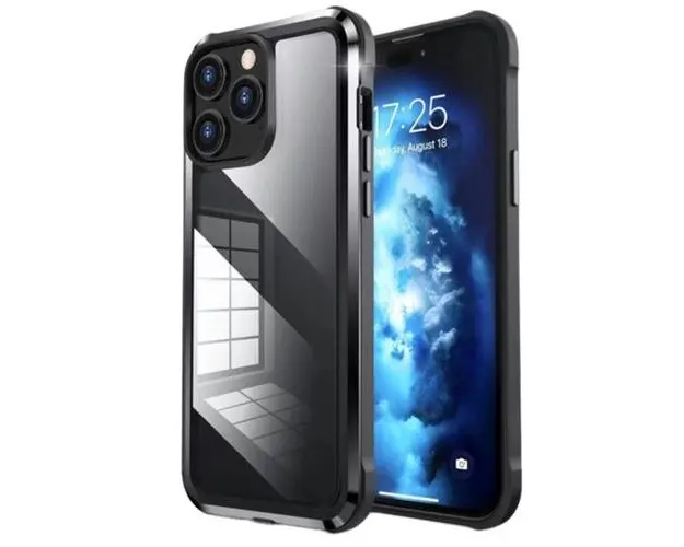 Husa Lemontti Xtrans Metal Shield X1 compatibila cu iPhone 14 Pro, Negru