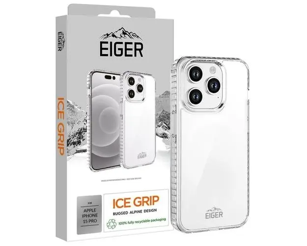 Husa Eiger Ice Grip compatibila cu iPhone 15 Pro, Transparent