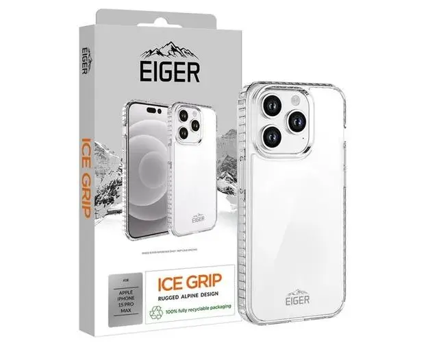 Husa Eiger Ice Grip compatibila cu iPhone 15 Pro Max, Transparent