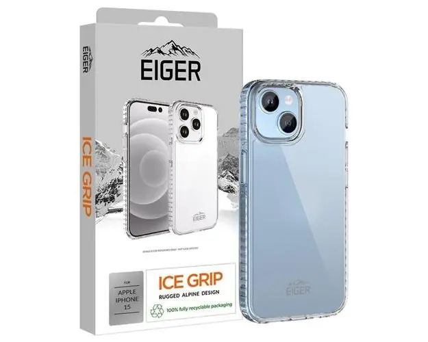 Husa Eiger Ice Grip compatibila cu iPhone 15, Transparent