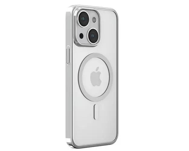 Husa Devia Glimmer Series Magnetic compatibila cu iPhone 15 Plus, Argintiu
