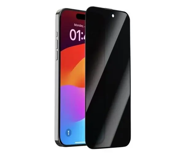 Folie Sticla Devia Van Series Full Screen Privacy Twice compatibila cu iPhone 15 Plus (Negru)