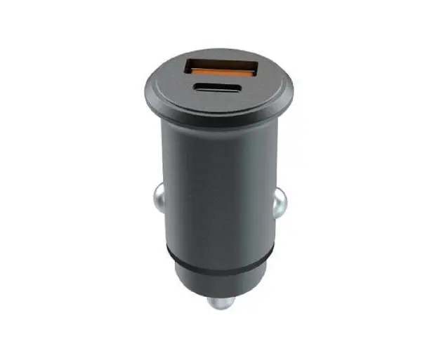 Incarcator auto Lemontti Fast Charge 65W, USB 3.0 si Type-C PD (Negru)