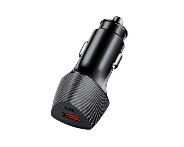 Incarcator auto Lemontti Fast Charge 48W, USB 3.0 si Type-C, PD (Negru)