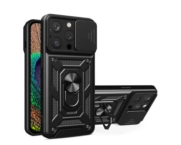 Husa Lemontti Hybrid Armor CamShield compatibila cu iPhone 14 Pro, Negru