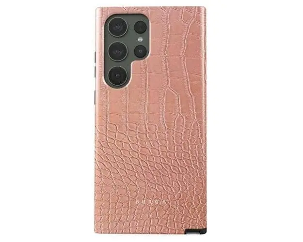 Husa Burga Dual Layer Pink Croco pentru Samsung Galaxy S23 Ultra