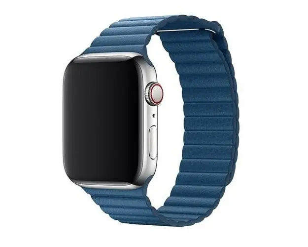 Curea Devia Elegant Leather Loop Cape Cod Blue pentru Apple Watch 38mm / 40mm, piele, magnetica
