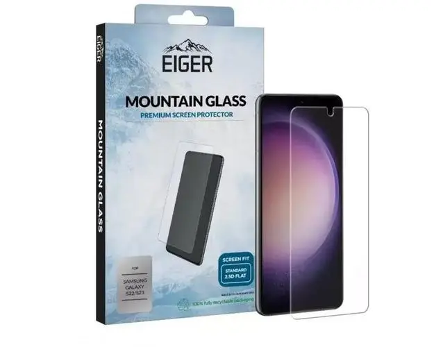 Folie Sticla Eiger 2.5D Mountain Glass compatibila cu Samsung Galaxy S23, Clear