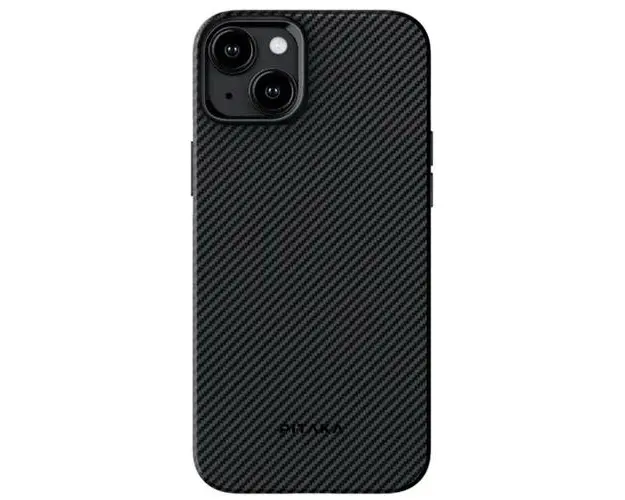 Husa Protectie Spate Pitaka MagEZ Pro 4 Aramida 600D compatibila cu Apple iPhone 15 Plus, MagSafe (Negru/Gri)