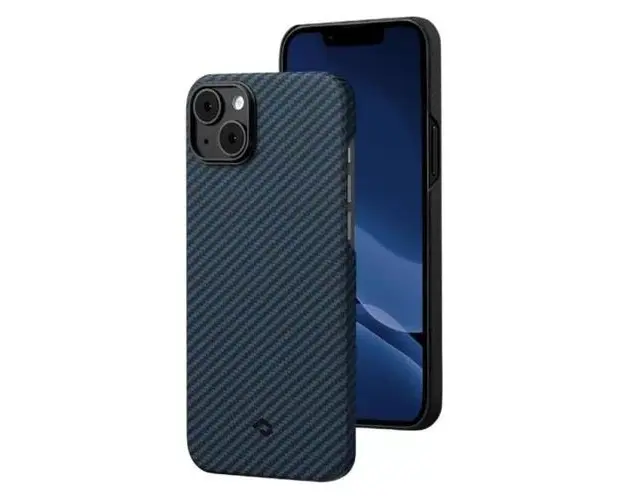 Husa Protectie Spate Pitaka MagEZ Pro 3 Aramida 1500D compatibila cu Apple iPhone 14 Plus MagSafe (Albastru)
