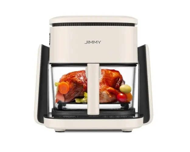 Friteuza cu aer cald JIMMY Air Fry AF3, 1100 W, 4 L, bol transparent, 8 programe, Display HD Touch Screen (Bej)