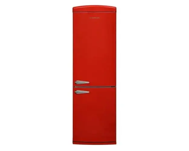 Combina frigorifica Studio Casa Retro Red, H 190 cm, 330 l, Tehnologie No-Frost, Deschidere dreapta, Panou control LED, Functie congelare rapida, Mod eco, Iluminat interior (Rosu)