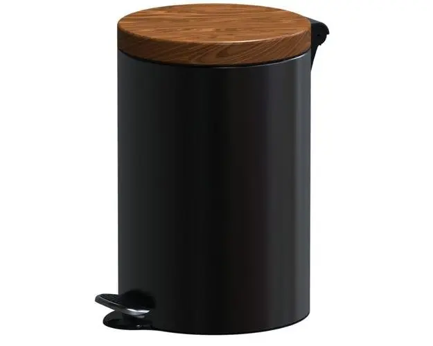 Cos de gunoi cu pedala Studio Casa, Metal, 5L, Negru/Maro