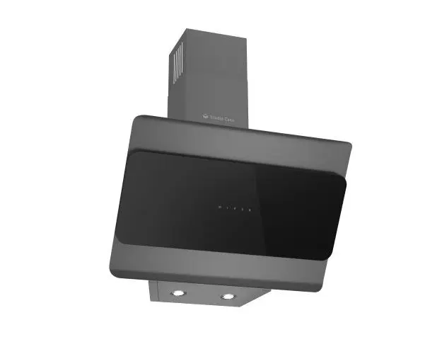 Hota decorativa Studio Casa Lenno Black, 60 cm, 1 Motor Tubo, Putere de absorbtie 400 m3/h, Metal si sticla (Negru)
